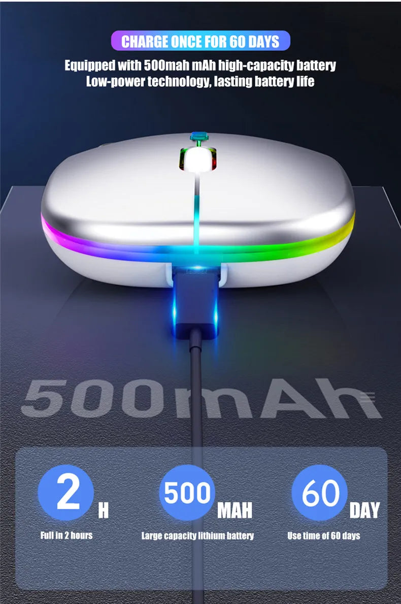 Rechargeable Dual-Mode Wireless Mouse with LED