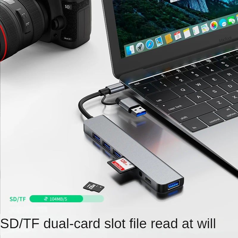 USB 3.0 Type-C Docking Station – Multiport Hub with SD/TF Card Reader & Audio for MacBook Pro