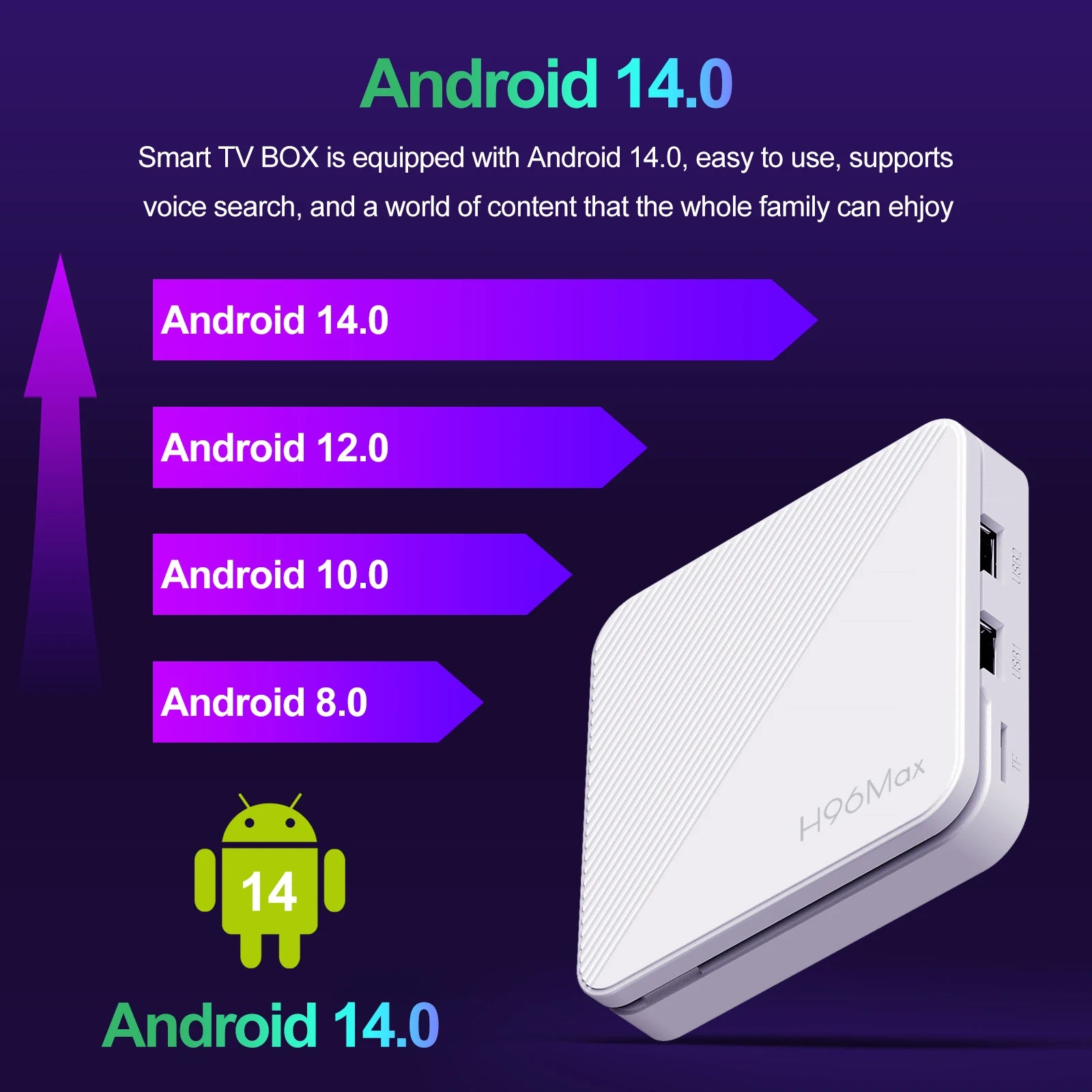 H96 Max H313 Smart TV Box – Android 14, WiFi 6, 4K UHD