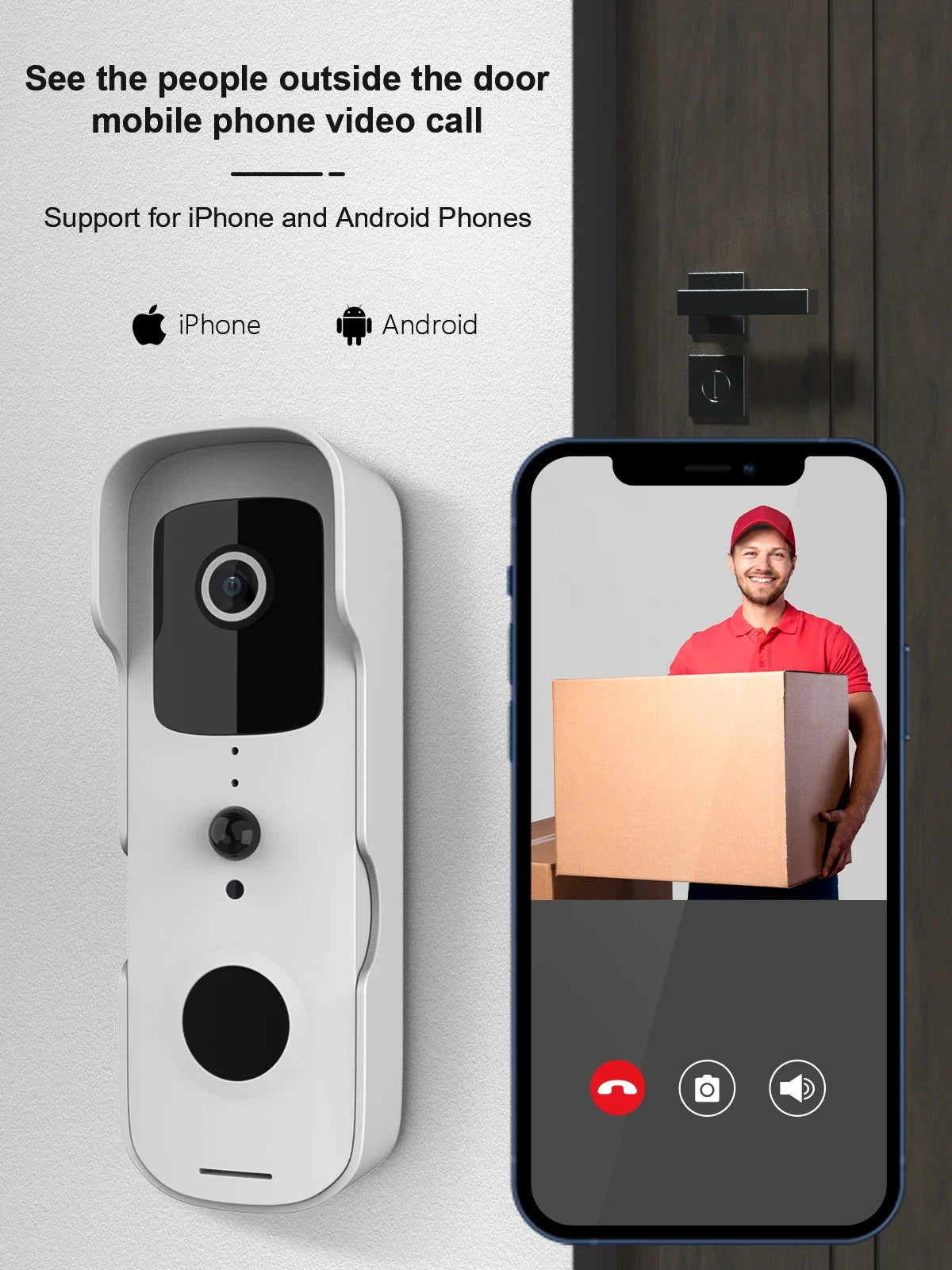 TuyaSmart 1080P WiFi Video Doorbell – Waterproof, Night Vision, Smart Intercom Camera