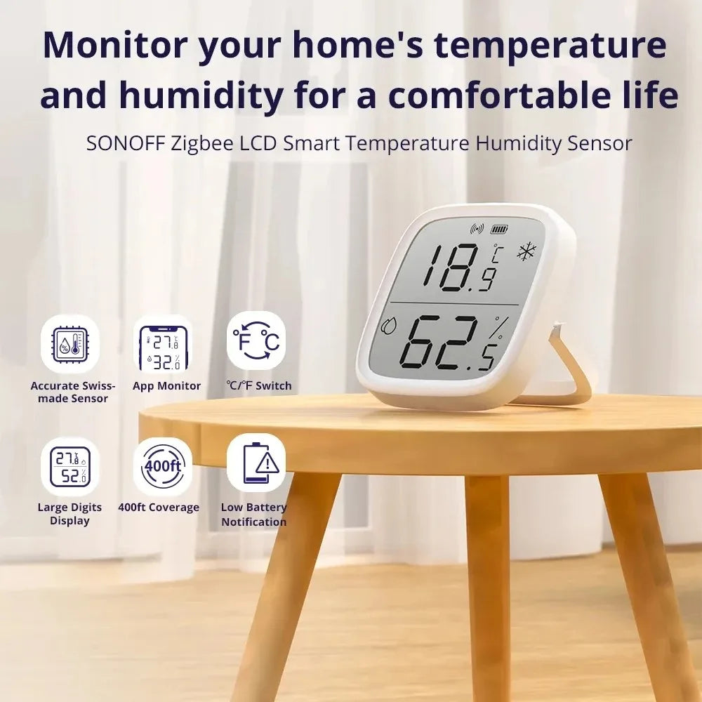 SONOFF SNZB-02D Zigbee Temperature & Humidity Sensor – LCD Display, Works with Alexa & Google Home