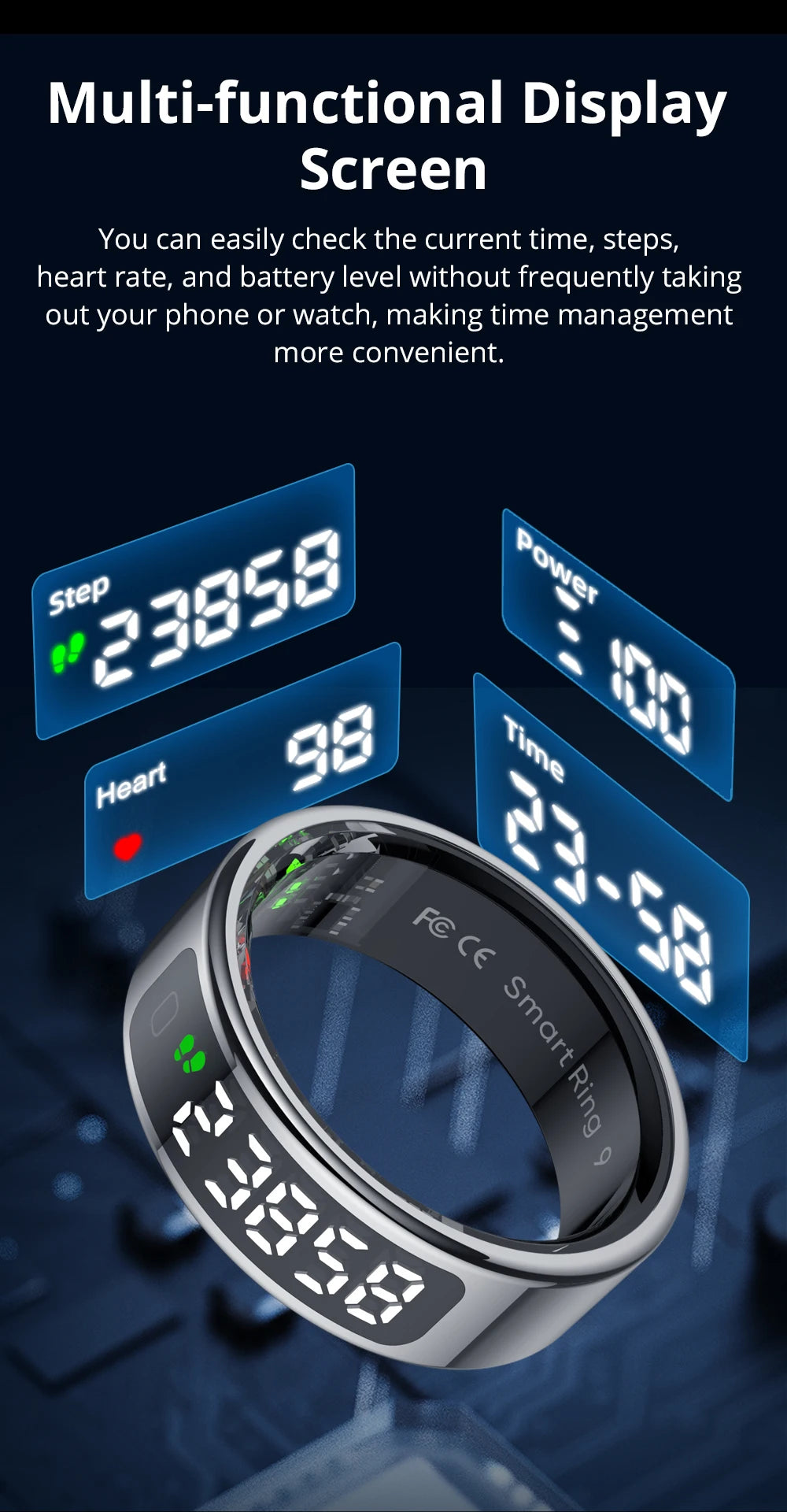 COLMI R12 Smart Ring 2025 with Display & Wireless Charging
