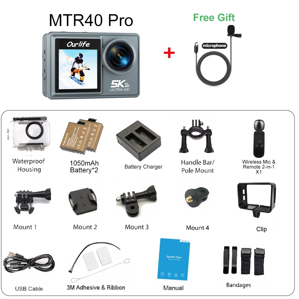 Ourlife MTR40 5K Waterproof Action Camera