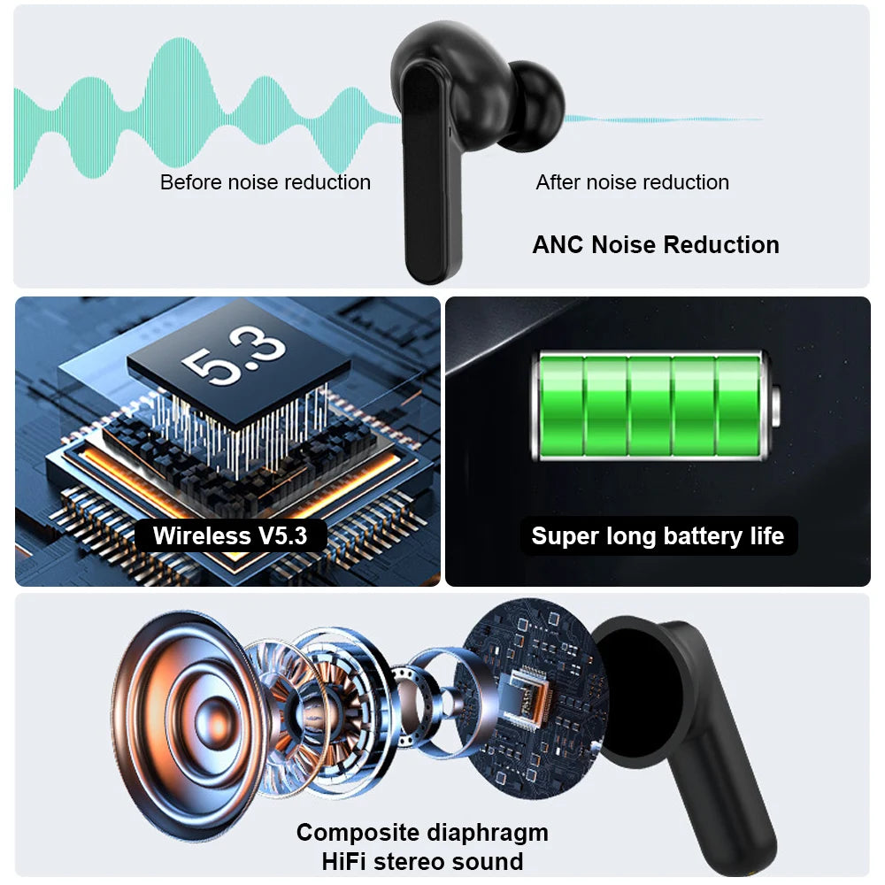 GREATWALL TWS Bluetooth Earbuds – LCD Touch Hi-Fi Stereo