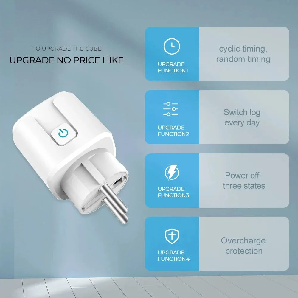 EU Tuya WiFi Smart Socket – 16A/20A Plug with Energy Monitoring & Voice Control