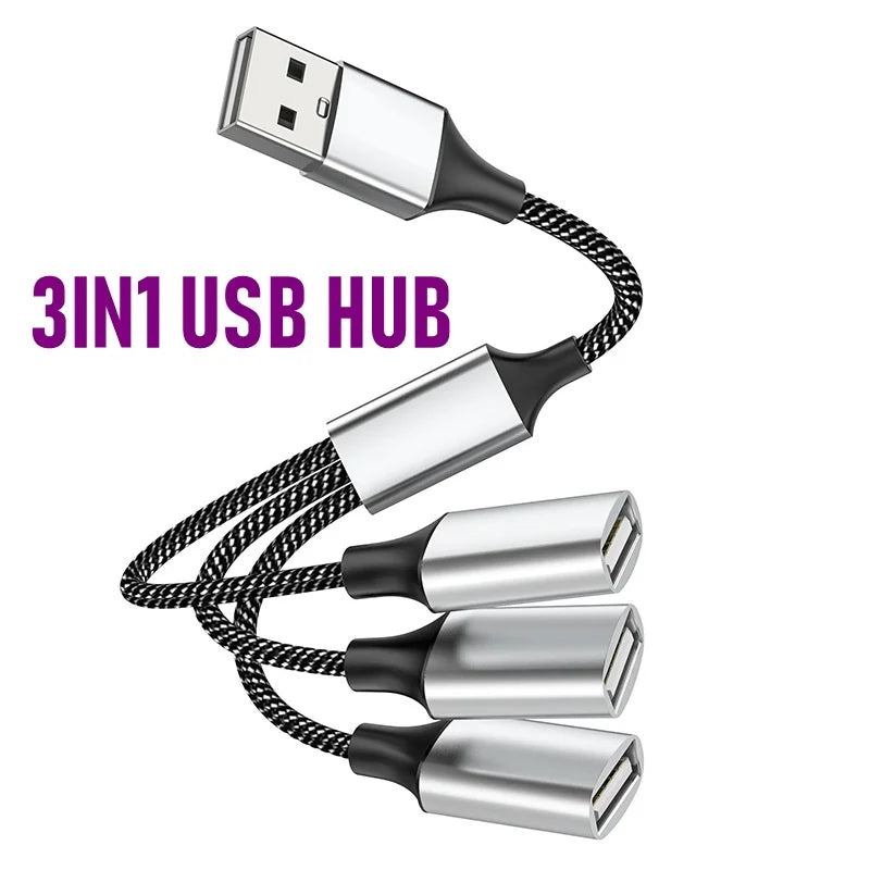 3-Port USB-C Hub Splitter OTG Adapter