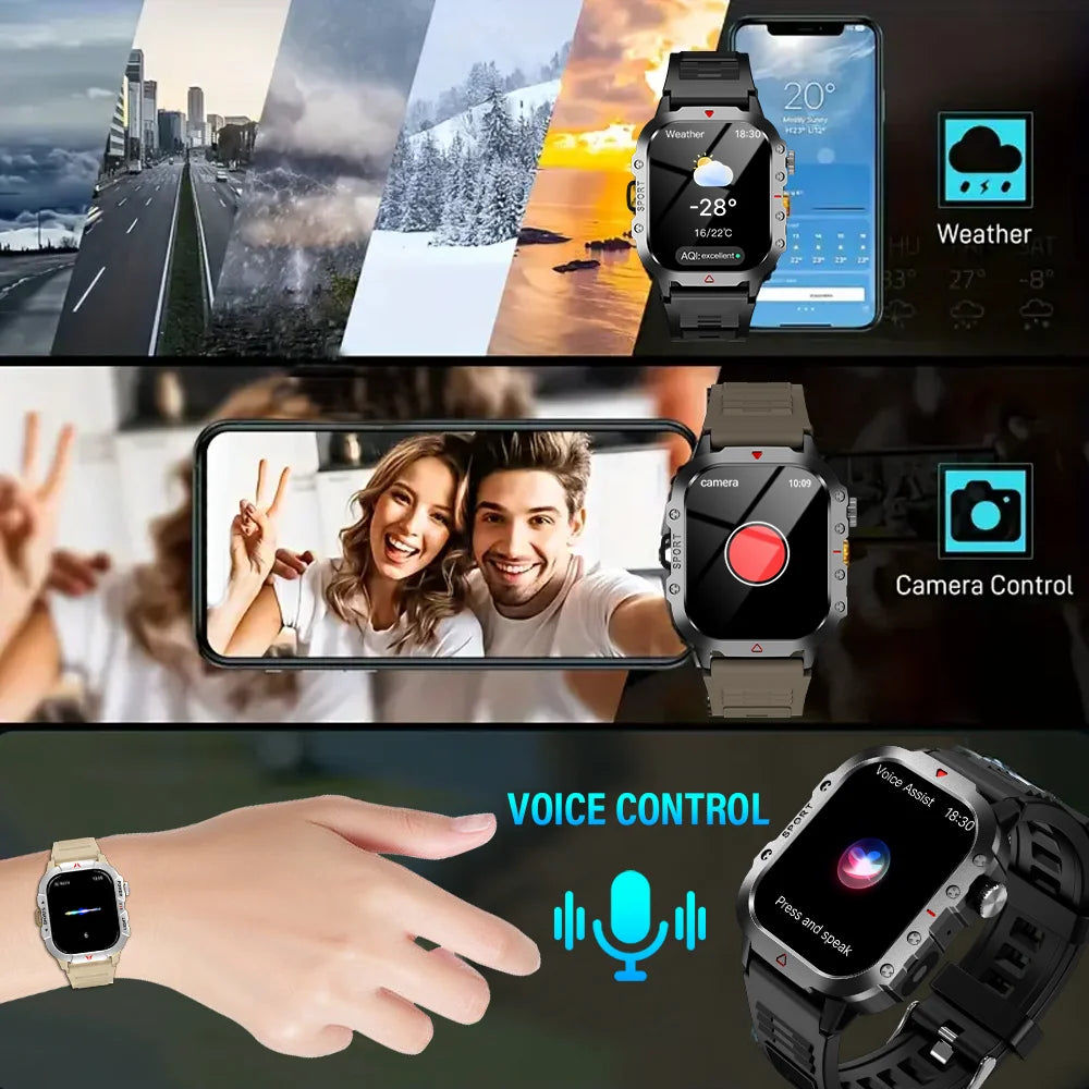 KESHUYOU Outdoor Sports Smartwatch with Flashlight & Bluetooth Calling