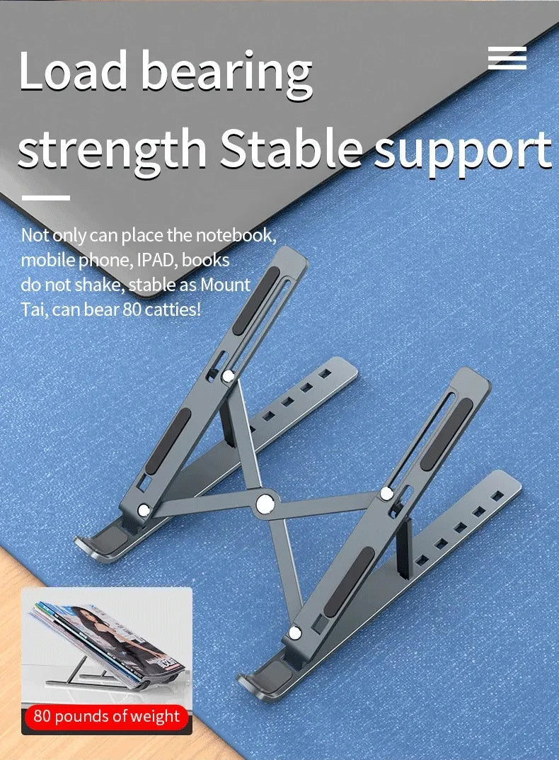 Foldable Adjustable Laptop Stand – Portable Aluminum Alloy Notebook Holder