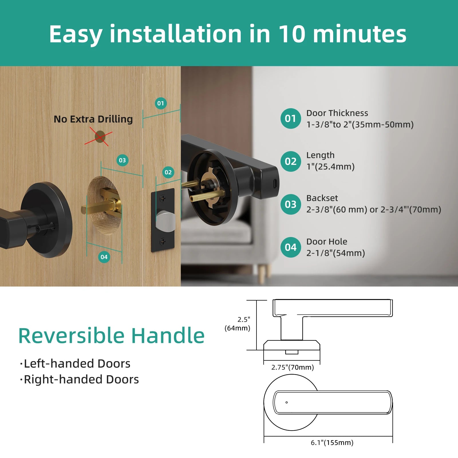 Viladepot Smart Fingerprint Door Lock with Keypad & App Control