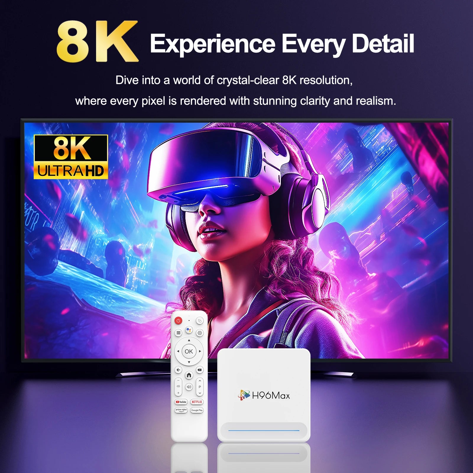 H96 Max H618 Plus Android 14 TV Box – 4GB+128GB, 8K HDR, WiFi 6, BT 5.4, Voice Assistant
