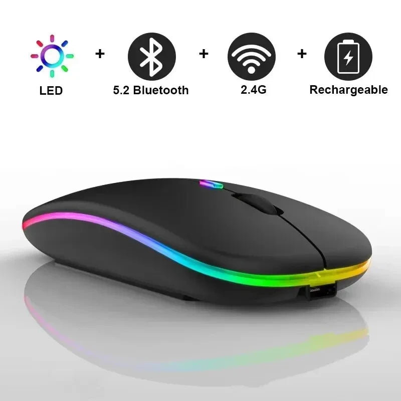 Rechargeable Dual-Mode Wireless Mouse with LED