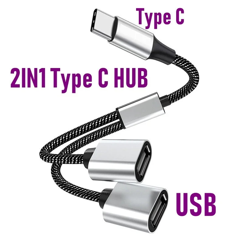 3-Port USB-C Hub Splitter OTG Adapter