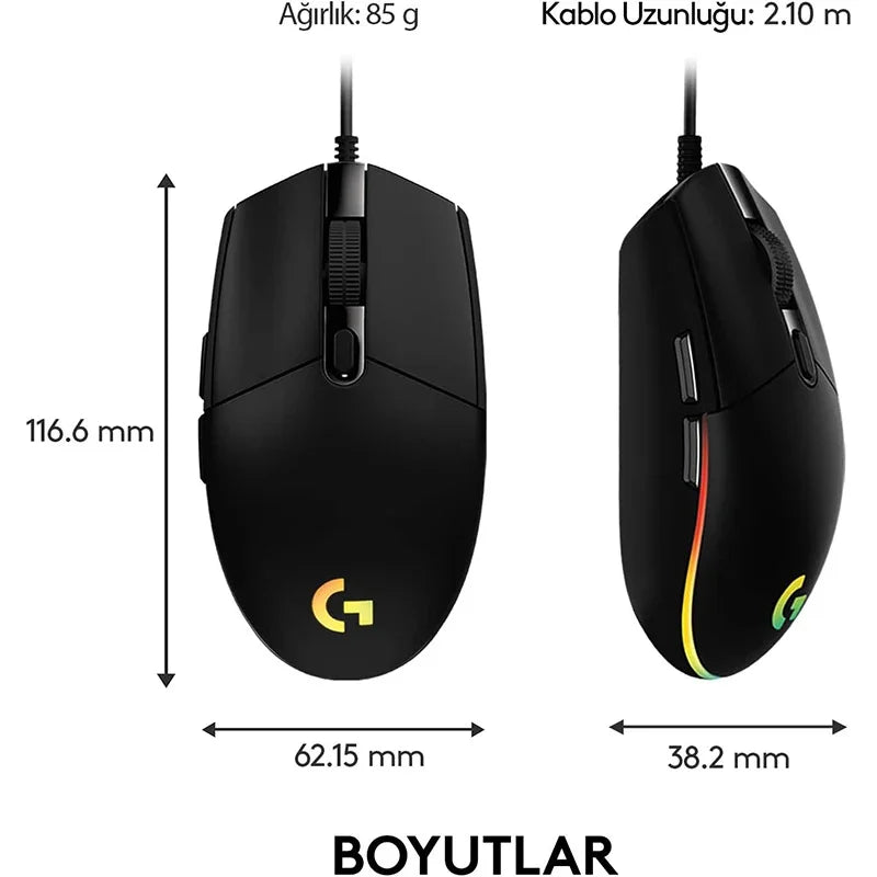Logitech G102 Wired Gaming Mouse – 8000 DPI, RGB Lighting