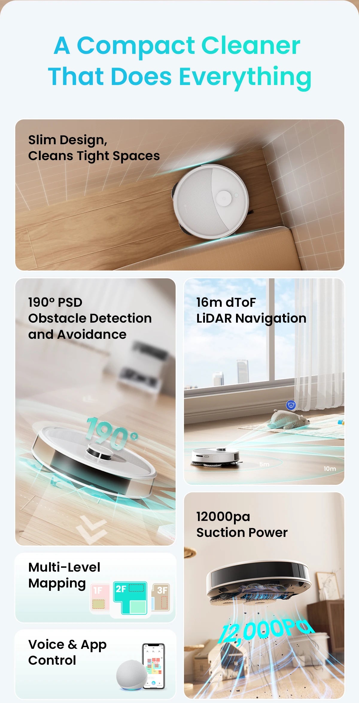Lefant M3 Robot Vacuum Cleaner with Mapping & Auto Cleaning Station