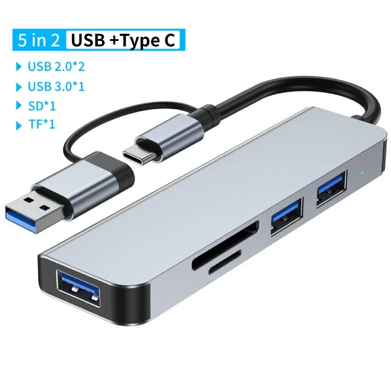 USB 3.0 Type-C Docking Station – Multiport Hub with SD/TF Card Reader & Audio for MacBook Pro