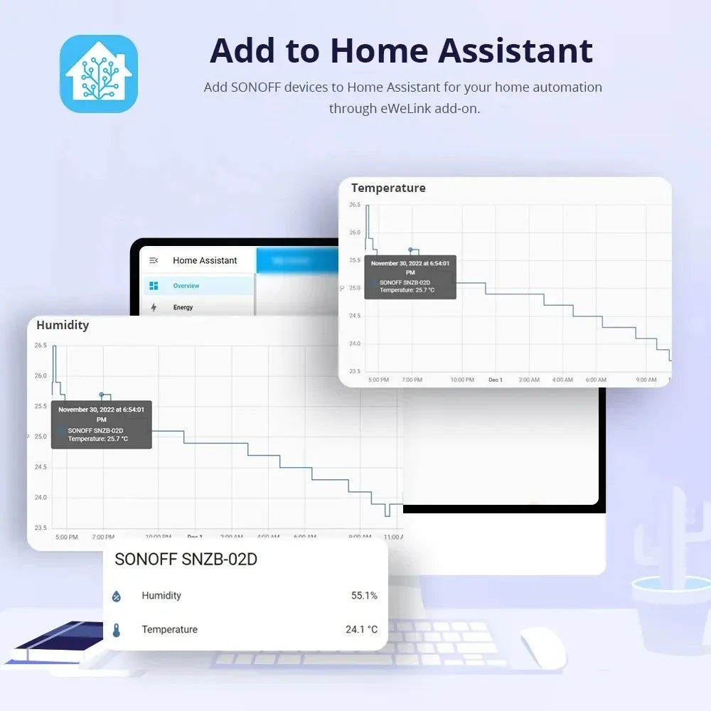 SONOFF SNZB-02D Zigbee Temperature & Humidity Sensor – LCD Display, Works with Alexa & Google Home
