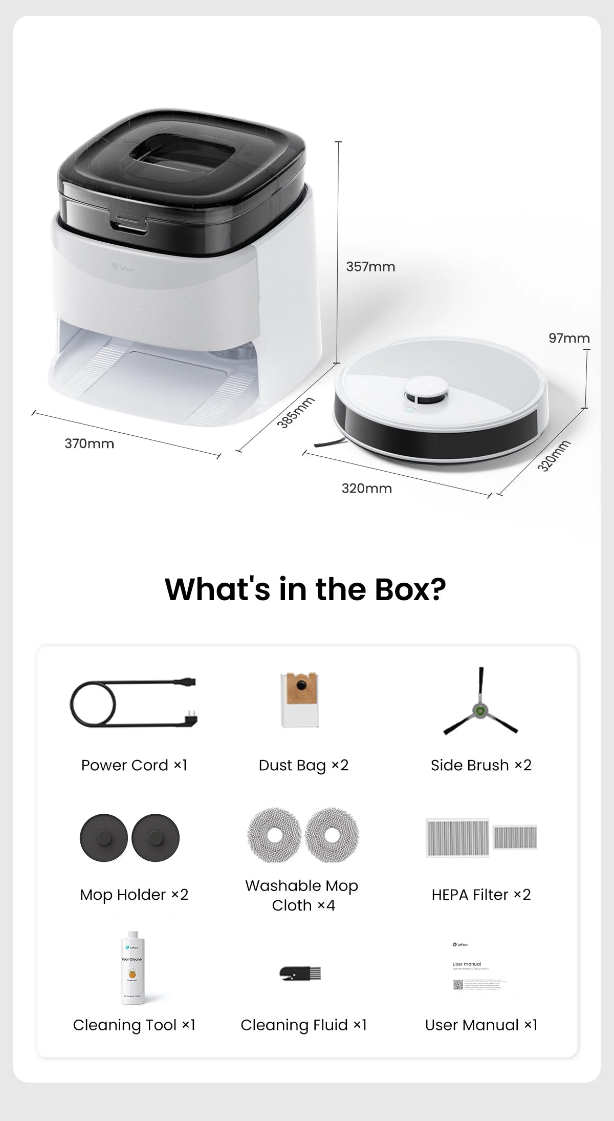 Lefant M3 Robot Vacuum Cleaner with Mapping & Auto Cleaning Station