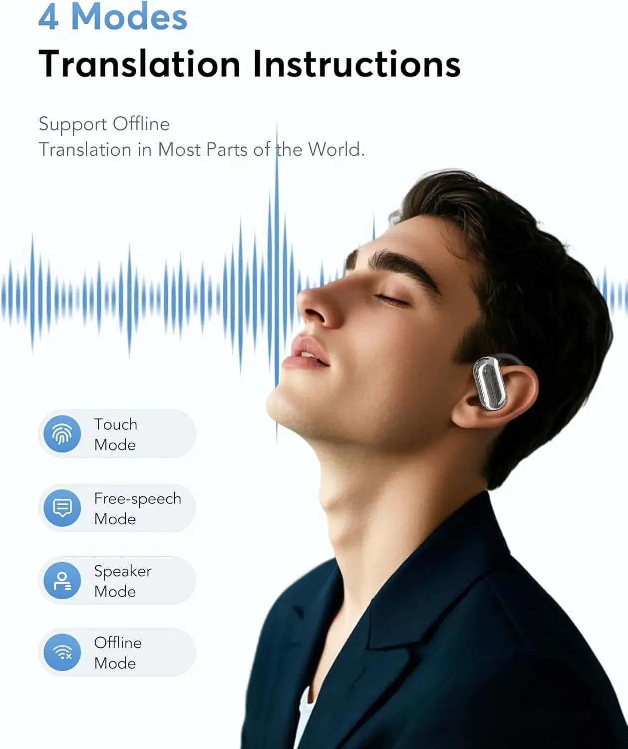 UYUXIO AI Translator Earbuds 3-in-1 OWS Headphones