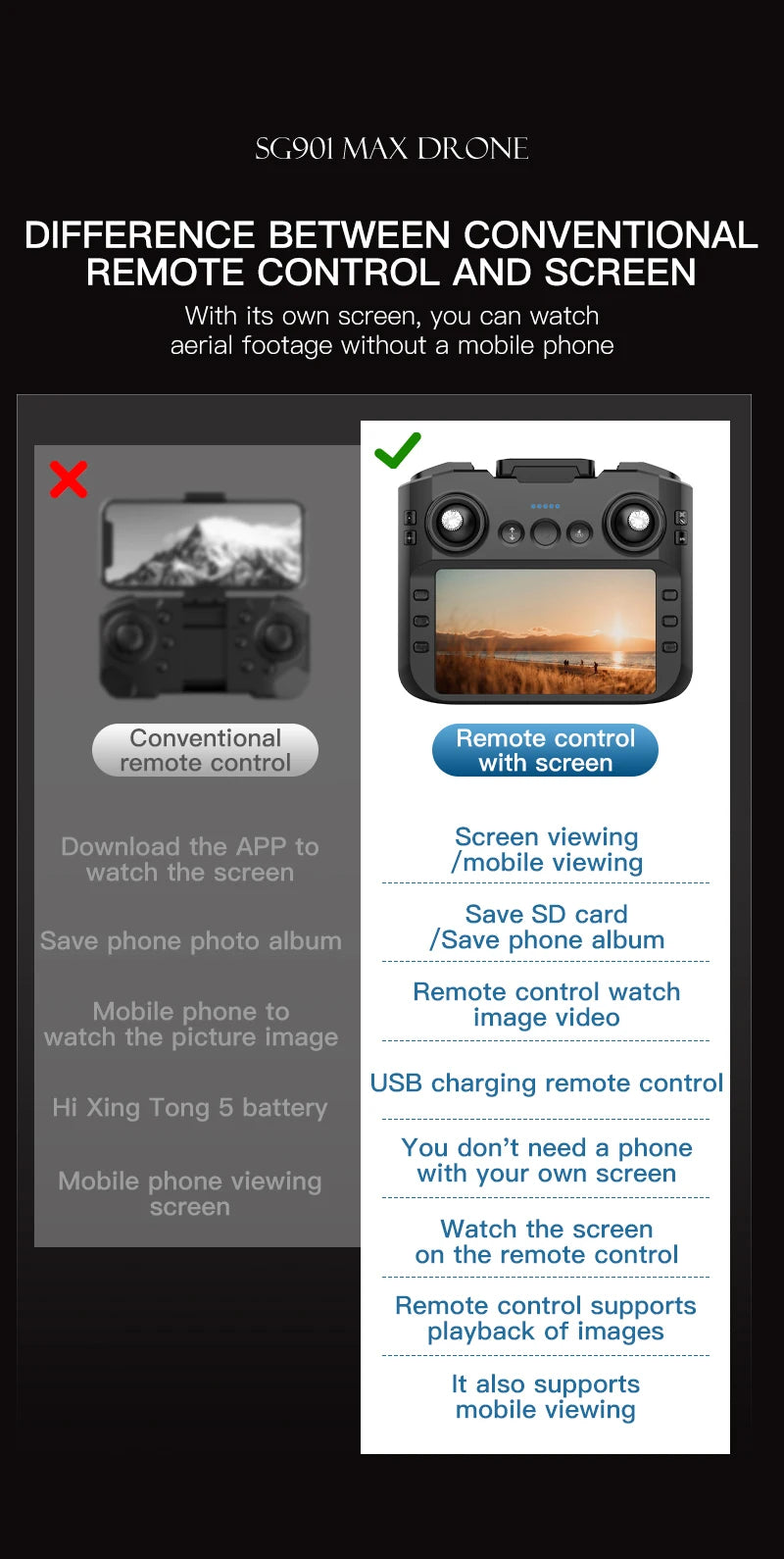 SG109 Pro Max 4K GPS Mini Drone with Screen Remote