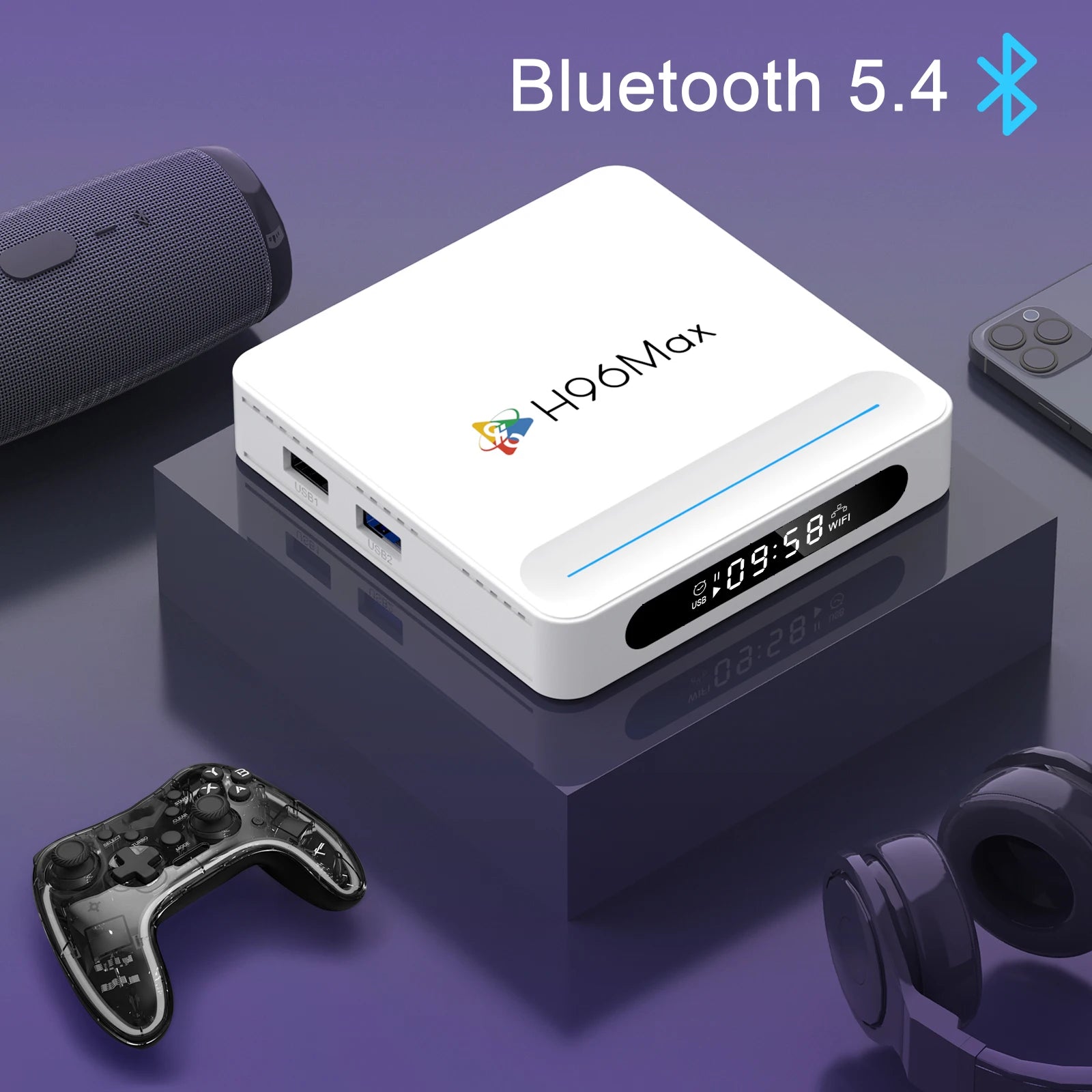 H96 Max H618 Plus Android 14 TV Box – 4GB+128GB, 8K HDR, WiFi 6, BT 5.4, Voice Assistant