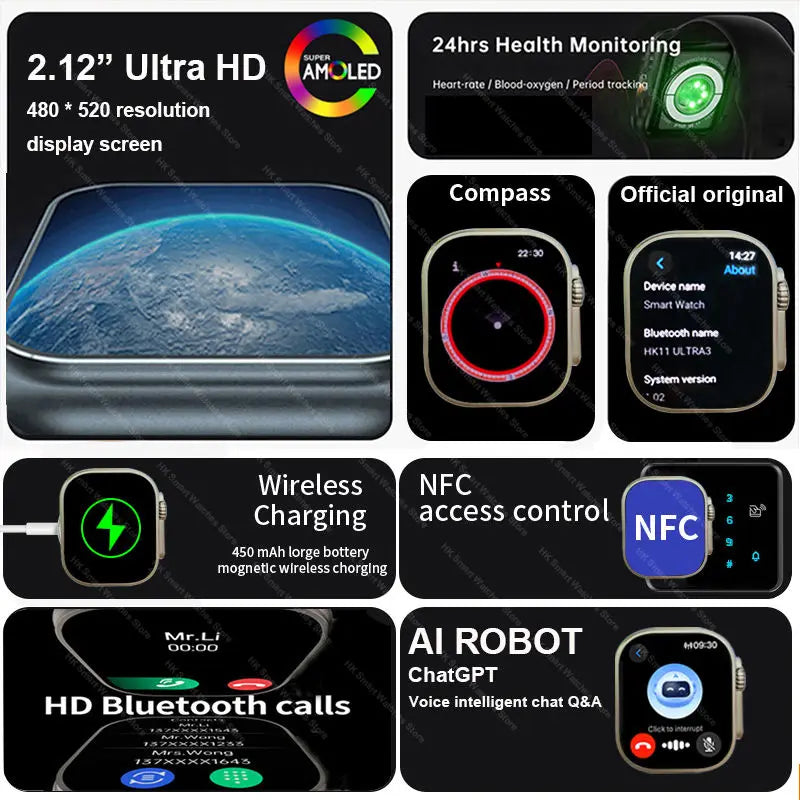 HK11 Ultra 3 Smartwatch 2025 49mm AMOLED NFC
