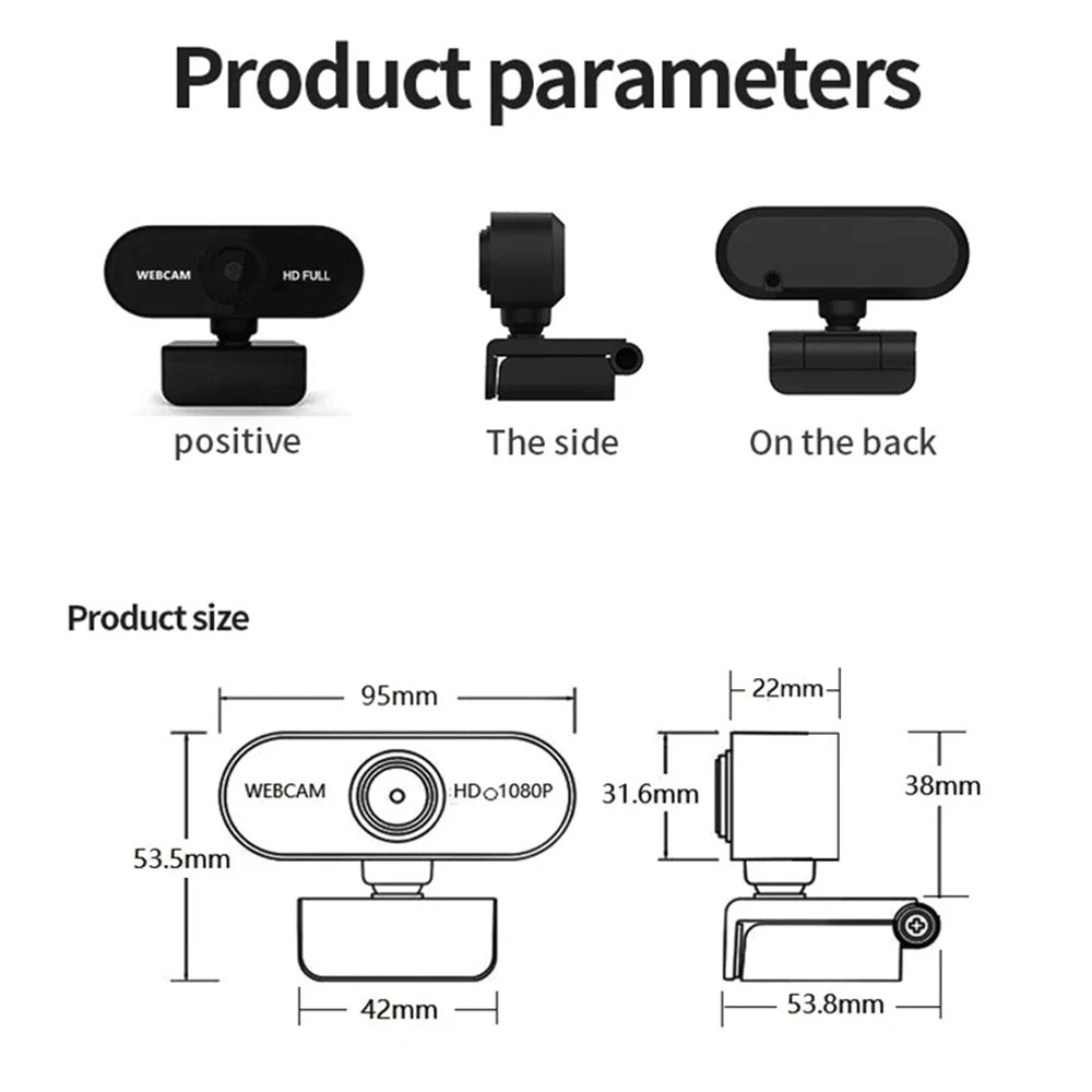 HD USB Webcam with Microphone & Cover