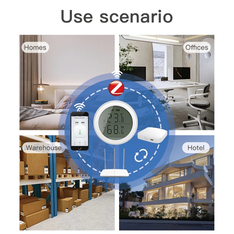 Tuya ZigBee Smart Temperature & Humidity Sensor – LCD Display, Works with Alexa & Google Home