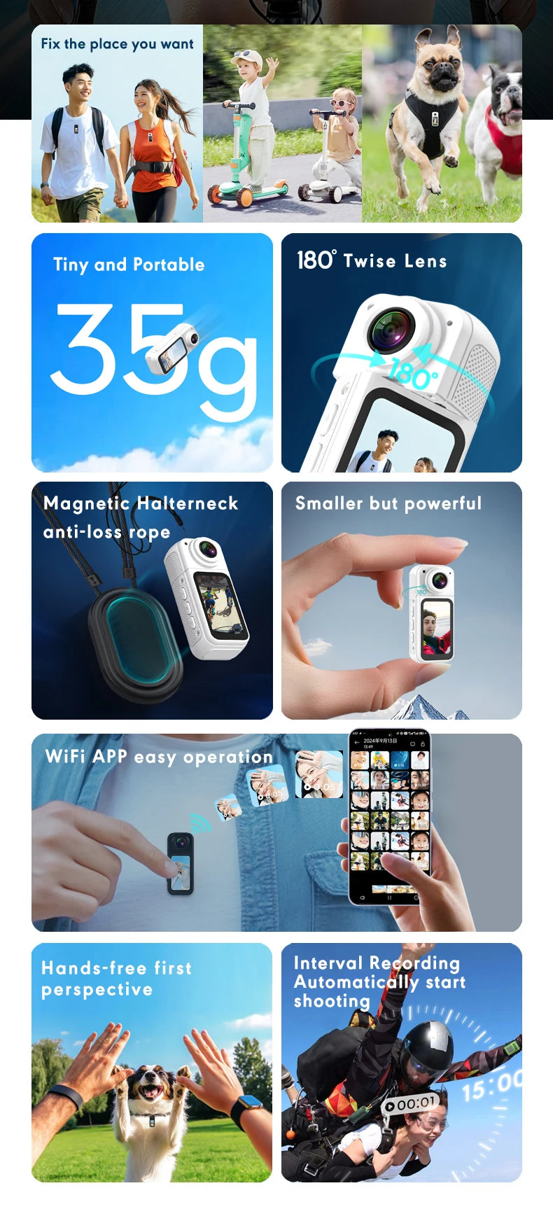 AMORUS Mini 2.7K Thumb Action Camera