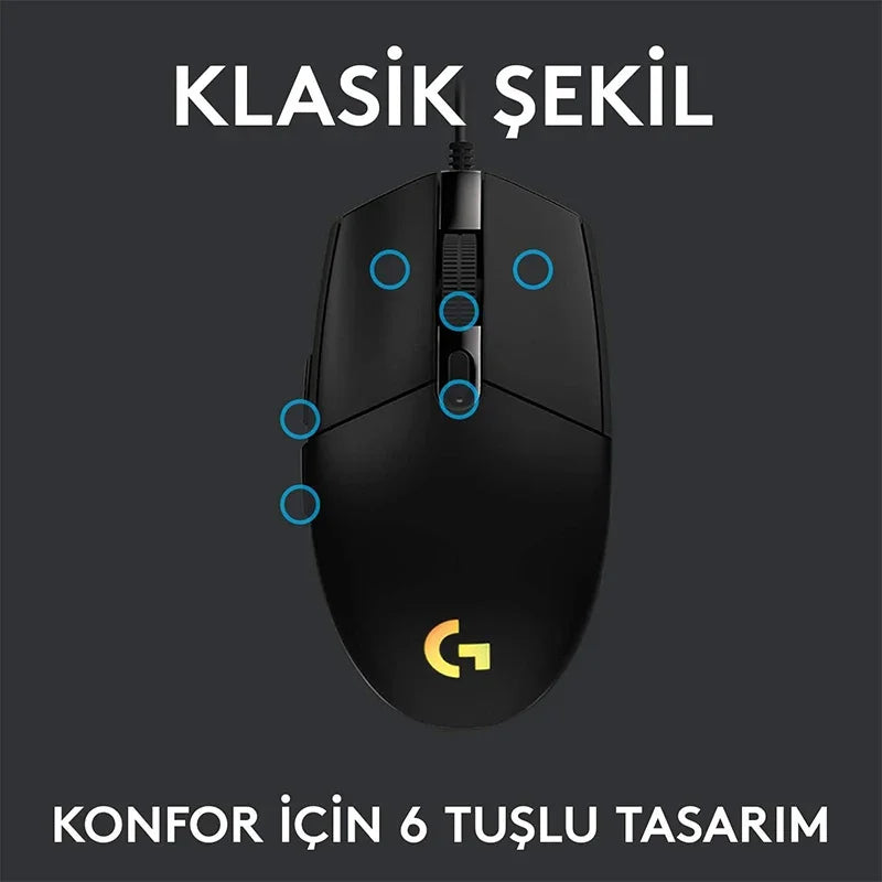 Logitech G102 Wired Gaming Mouse – 8000 DPI, RGB Lighting