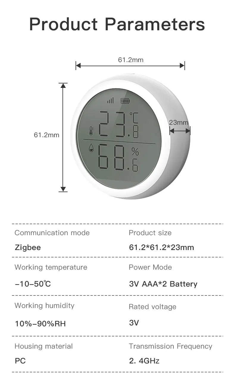 Tuya ZigBee Smart Temperature & Humidity Sensor – LCD Display, Works with Alexa & Google Home
