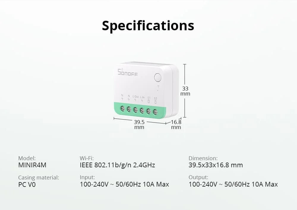 SONOFF MINIR4M Matter Smart Switch – Compact WiFi Module for Alexa, Google Home & SmartThings