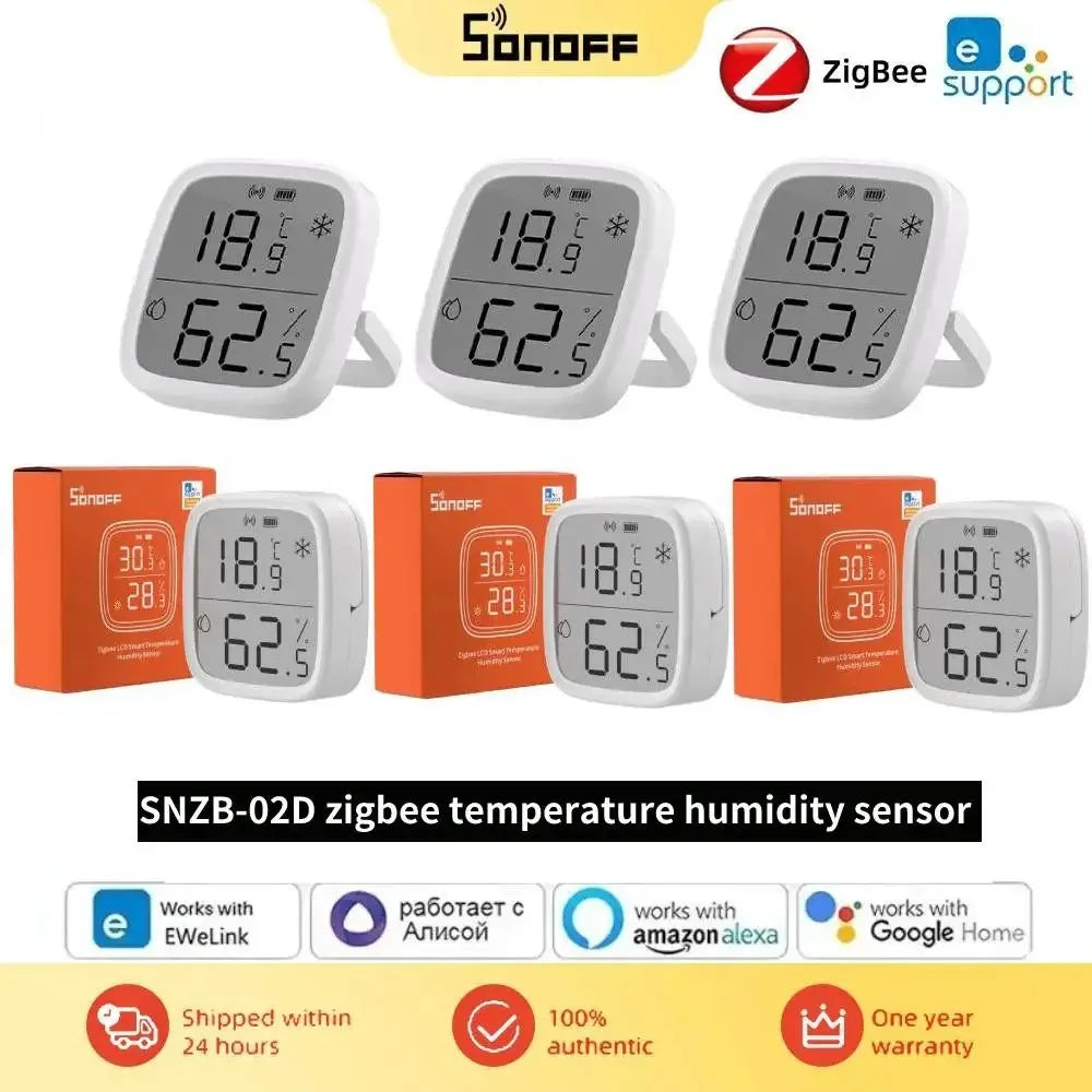 SONOFF SNZB-02D Zigbee Temperature & Humidity Sensor – LCD Display, Works with Alexa & Google Home