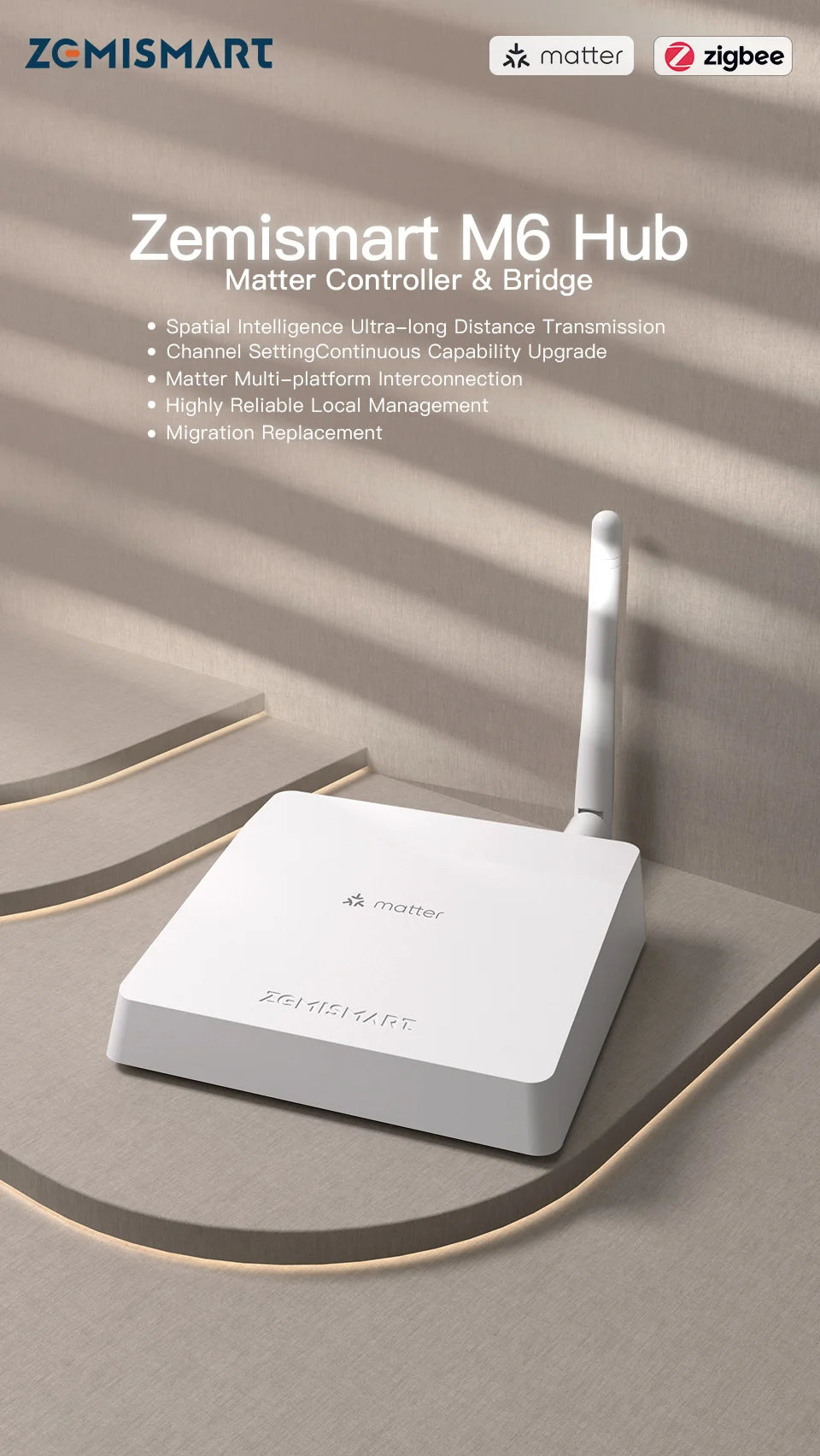 Zemismart Matter Zigbee Hub Smart Home Gateway