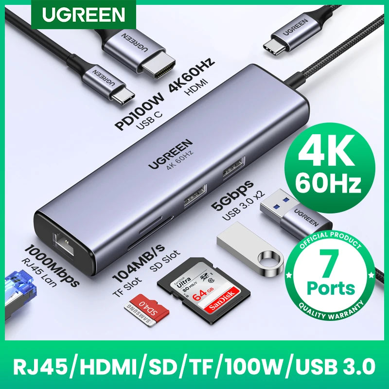 UGREEN 7-in-1 USB-C Hub Docking Station