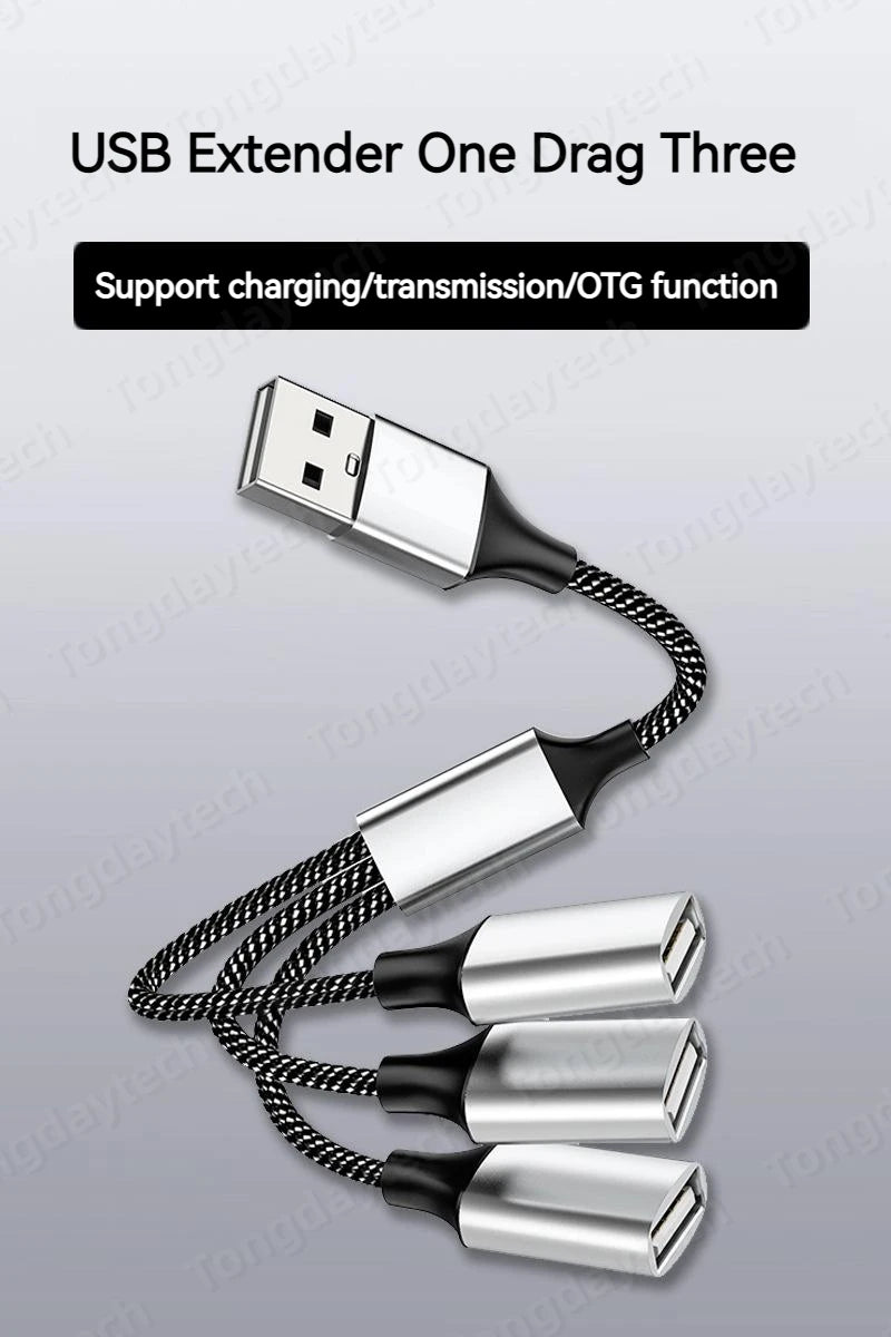 3-Port USB-C Hub Splitter OTG Adapter