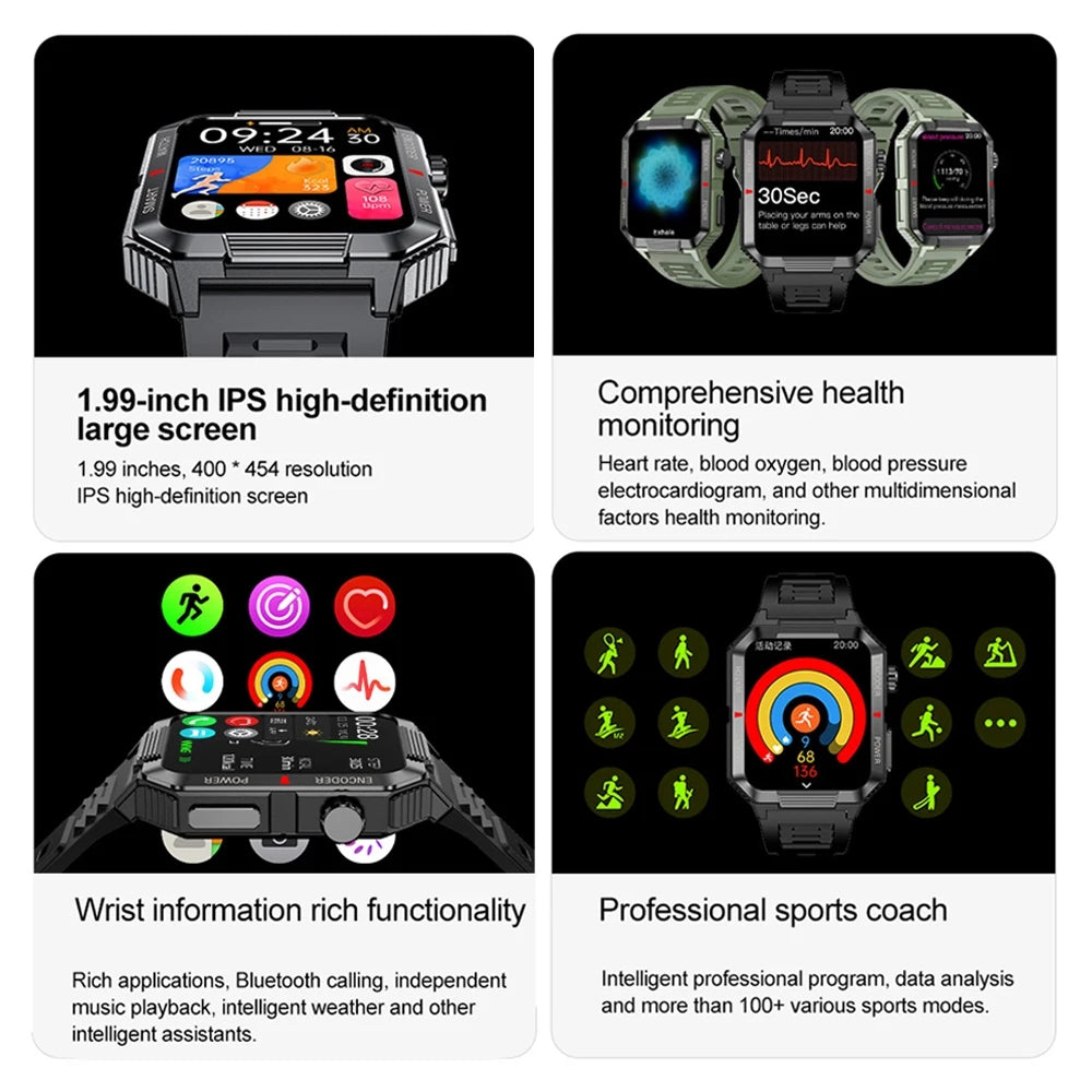 Men’s NFC GPS Smartwatch – 1.99" HD Screen, Bluetooth Calling, 120+ Sports Modes