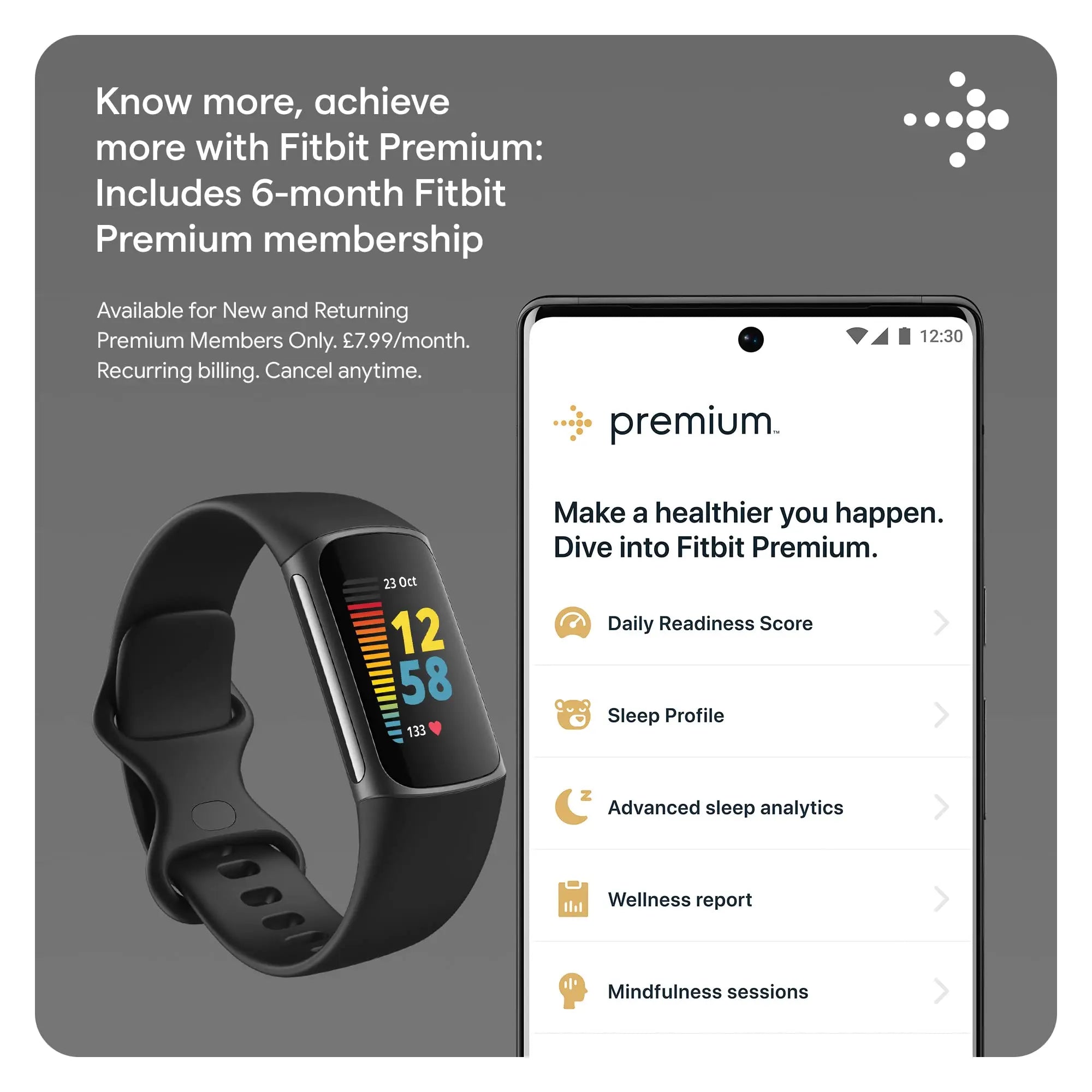 Fitbit Charge 5 Advanced Fitness & Health Tracker with GPS