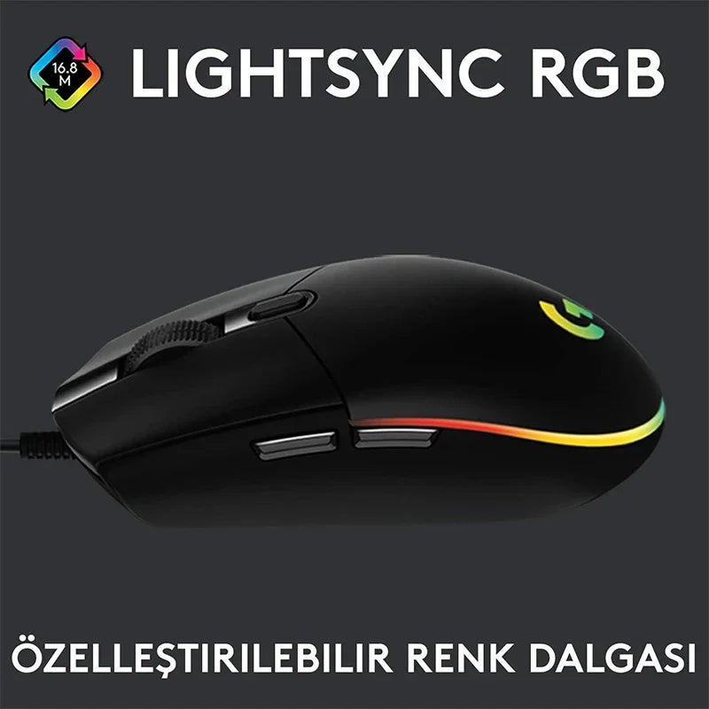 Logitech G102 Wired Gaming Mouse – 8000 DPI, RGB Lighting