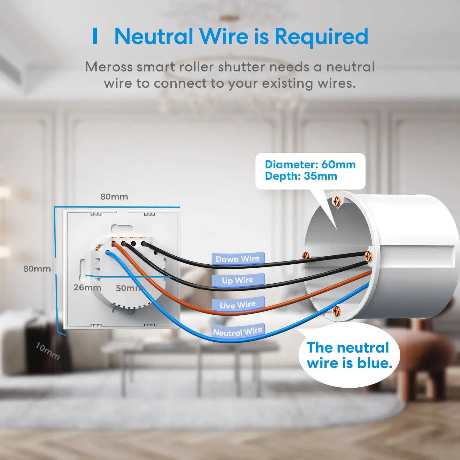Meross HomeKit Smart Roller Shutter Switch – WiFi Curtain & Blind Motor Controller for Siri, Alexa, Google Home